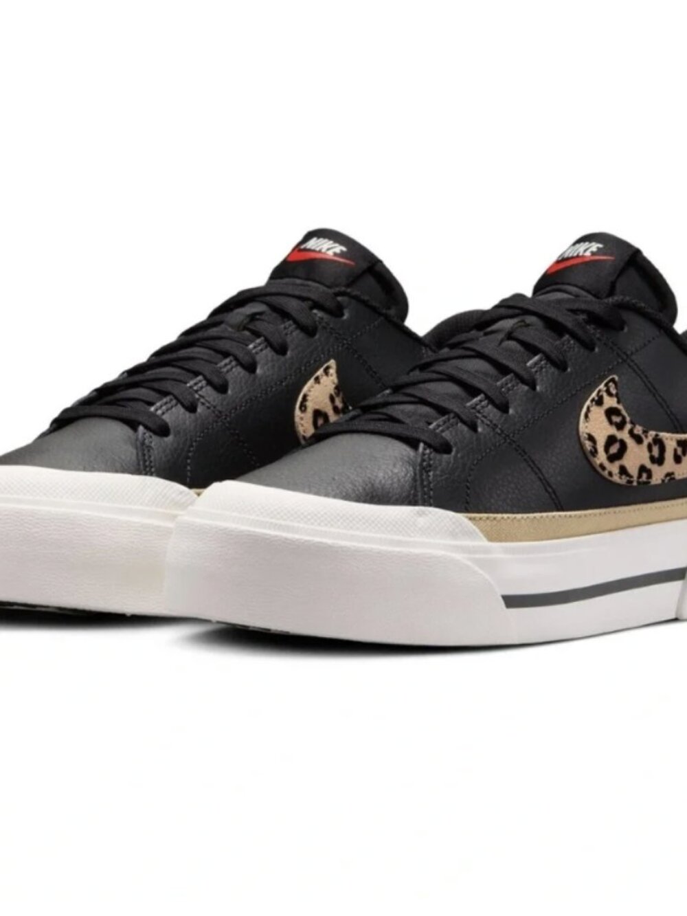 Women's NIKE Court Legacy Lift Black Leopard Platform Sneakers Sz 8.5 EUC